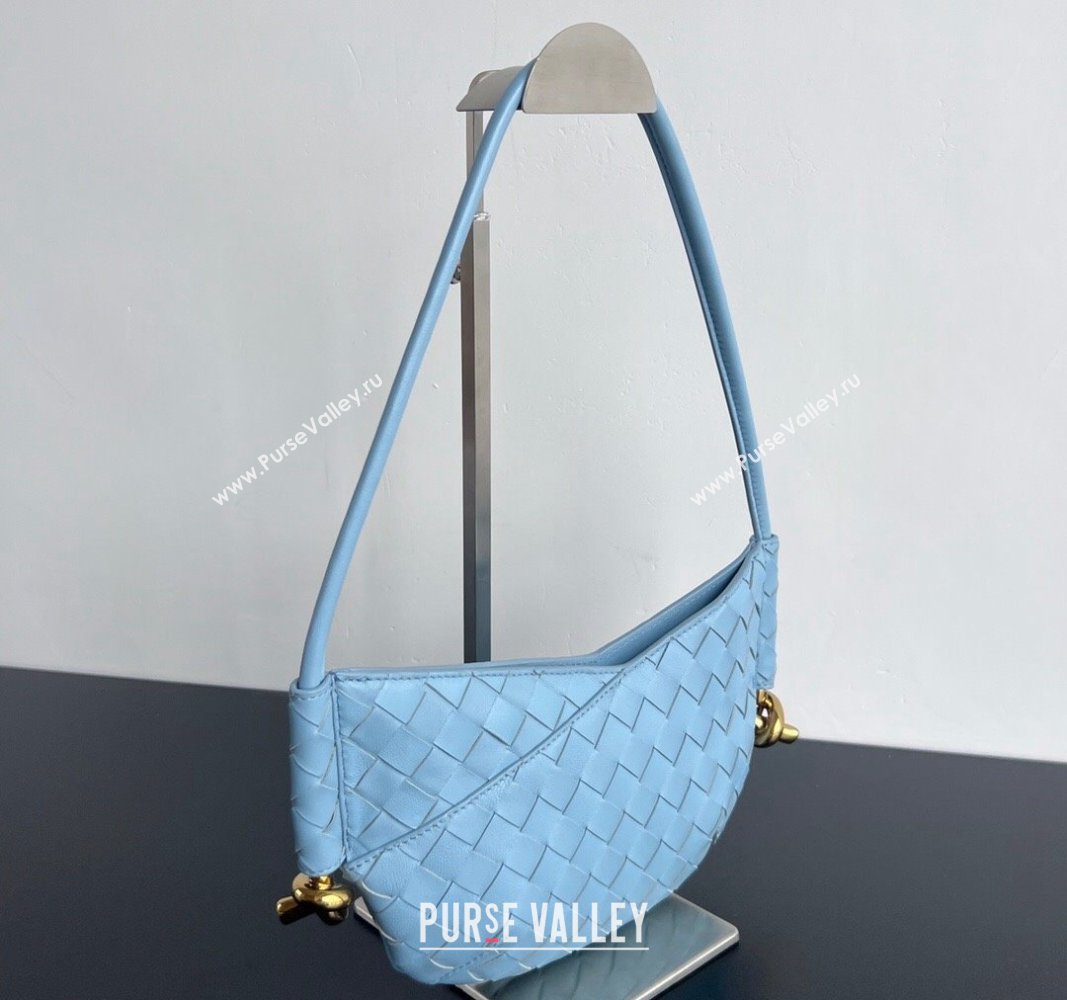 Bottega Veneta Mini Solstice Shoulder Bag in Intrecciato Leather Ice Blue 2024 796378 (WT-240826010)