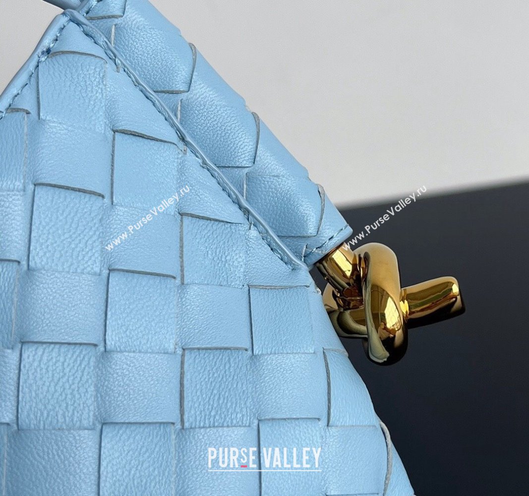 Bottega Veneta Mini Solstice Shoulder Bag in Intrecciato Leather Ice Blue 2024 796378 (WT-240826010)