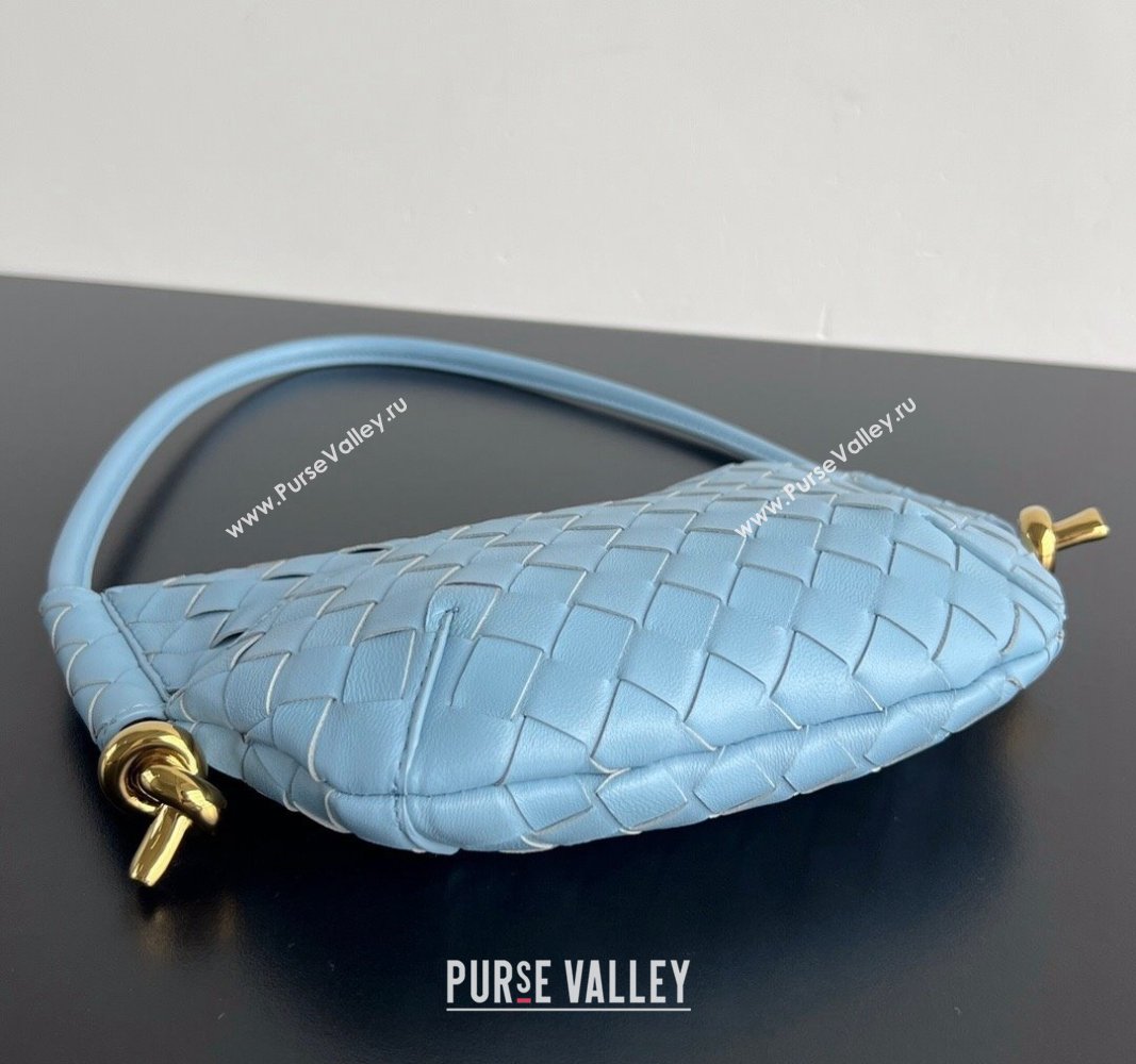 Bottega Veneta Mini Solstice Shoulder Bag in Intrecciato Leather Ice Blue 2024 796378 (WT-240826010)