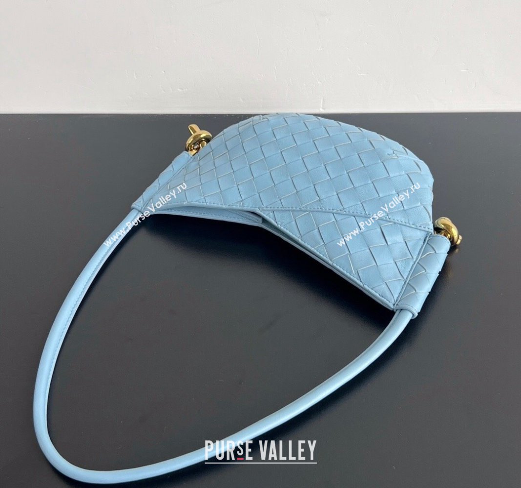 Bottega Veneta Mini Solstice Shoulder Bag in Intrecciato Leather Ice Blue 2024 796378 (WT-240826010)