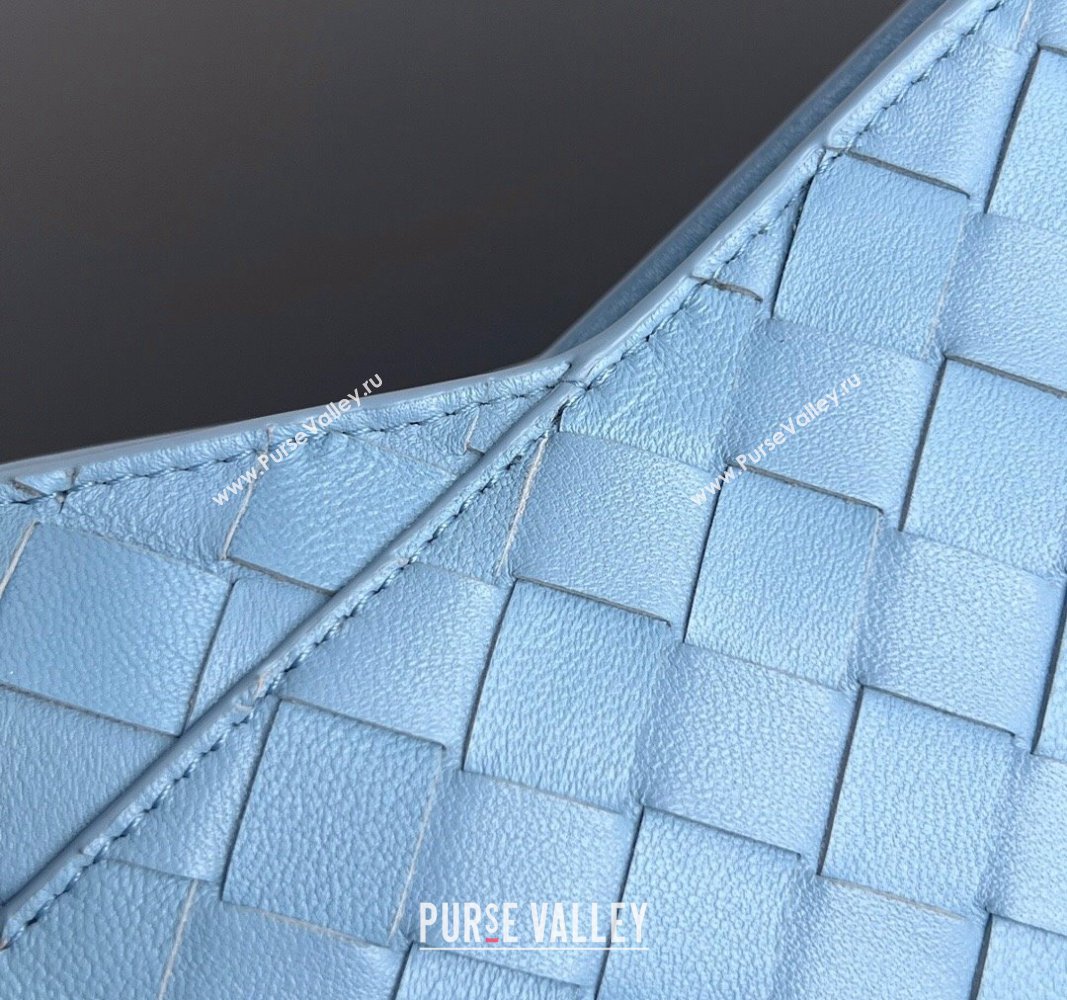 Bottega Veneta Mini Solstice Shoulder Bag in Intrecciato Leather Ice Blue 2024 796378 (WT-240826010)