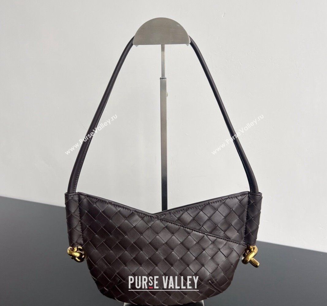 Bottega Veneta Mini Solstice Shoulder Bag in Intrecciato Leather Fondant Brown 2024 796378 (WT-240826011)