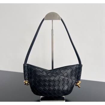 Bottega Veneta Mini Solstice Shoulder Bag in Intrecciato Leather Black 2024 796378 (WT-240826012)