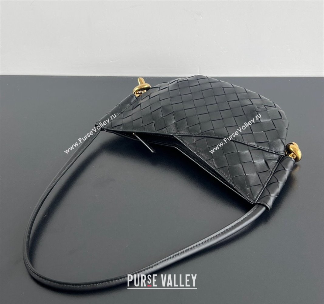 Bottega Veneta Mini Solstice Shoulder Bag in Intrecciato Leather Black 2024 796378 (WT-240826012)