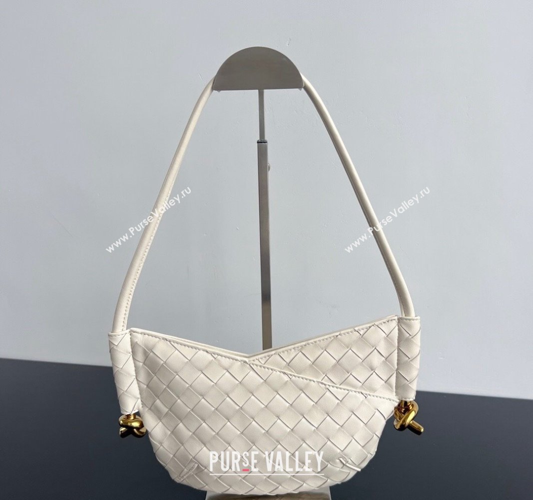 Bottega Veneta Mini Solstice Shoulder Bag in Intrecciato Leather Sea salt White 2024 796378 (WT-240826013)