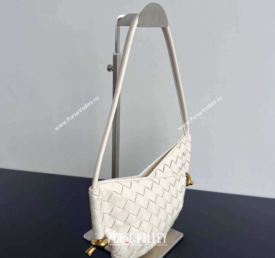 Bottega Veneta Mini Solstice Shoulder Bag in Intrecciato Leather Sea salt White 2024 796378 (WT-240826013)