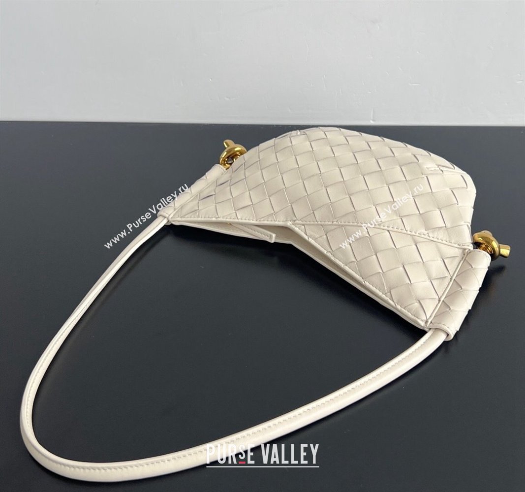 Bottega Veneta Mini Solstice Shoulder Bag in Intrecciato Leather Sea salt White 2024 796378 (WT-240826013)