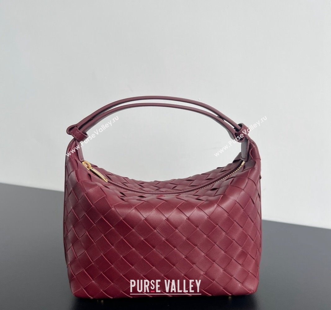 Bottega Veneta Mini Wallace Shoulder Bag in Intrecciato Soft Calfskin Leather 754443 Dark Red 2024 (WT-240826014)