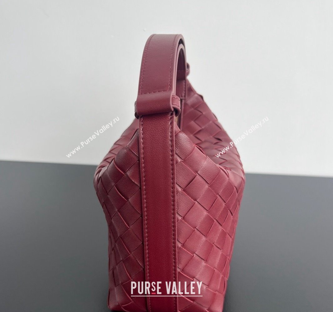 Bottega Veneta Mini Wallace Shoulder Bag in Intrecciato Soft Calfskin Leather 754443 Dark Red 2024 (WT-240826014)