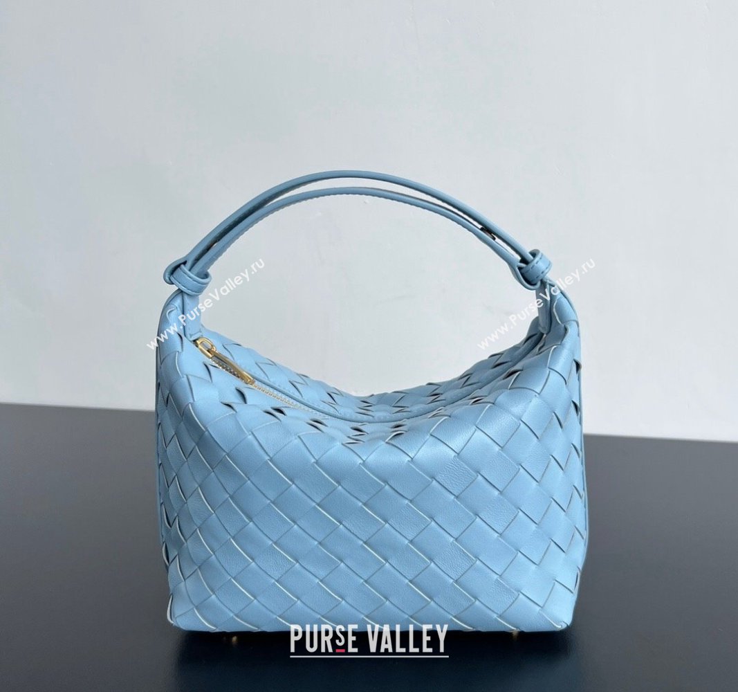 Bottega Veneta Mini Wallace Shoulder Bag in Intrecciato Soft Calfskin Leather 754443 Ice Blue 2024 (WT-240826015)