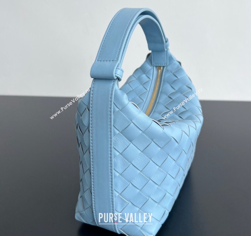 Bottega Veneta Mini Wallace Shoulder Bag in Intrecciato Soft Calfskin Leather 754443 Ice Blue 2024 (WT-240826015)