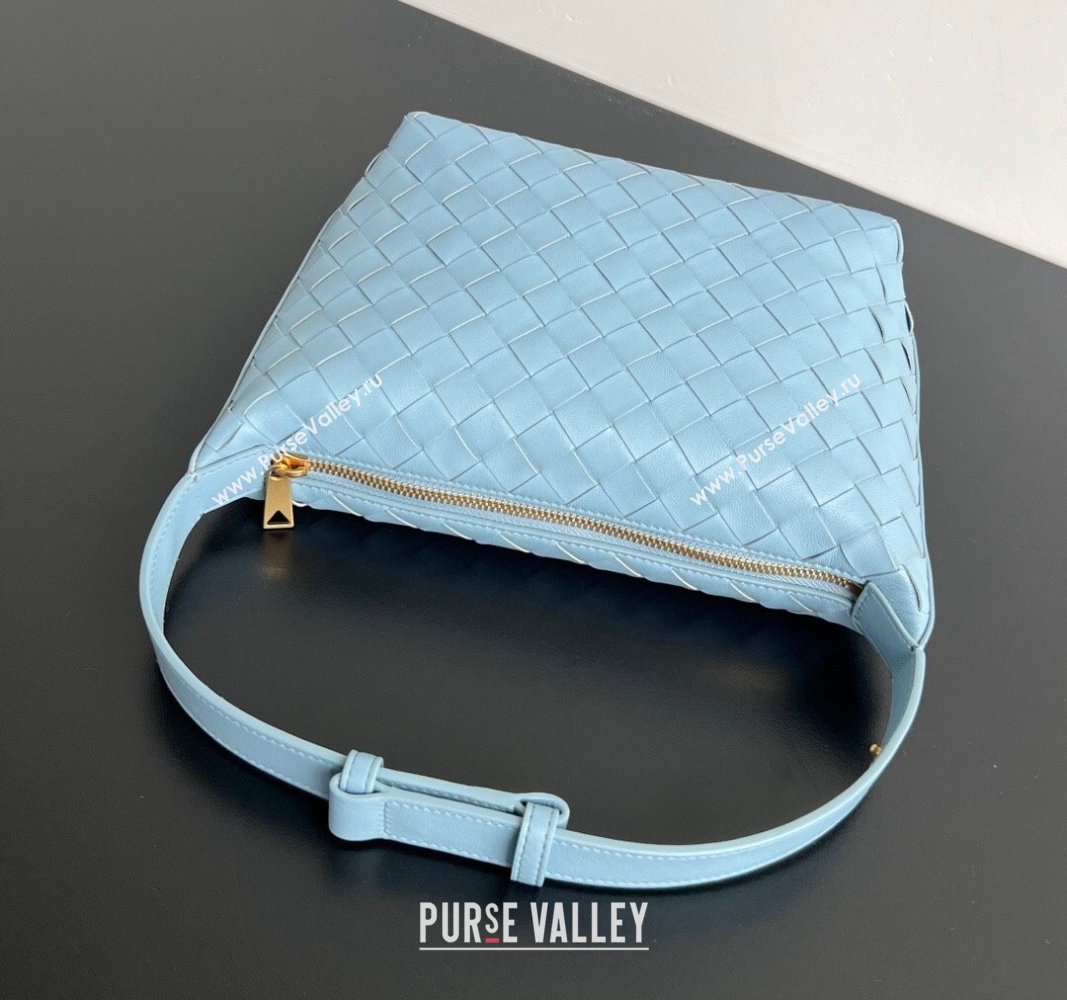 Bottega Veneta Mini Wallace Shoulder Bag in Intrecciato Soft Calfskin Leather 754443 Ice Blue 2024 (WT-240826015)