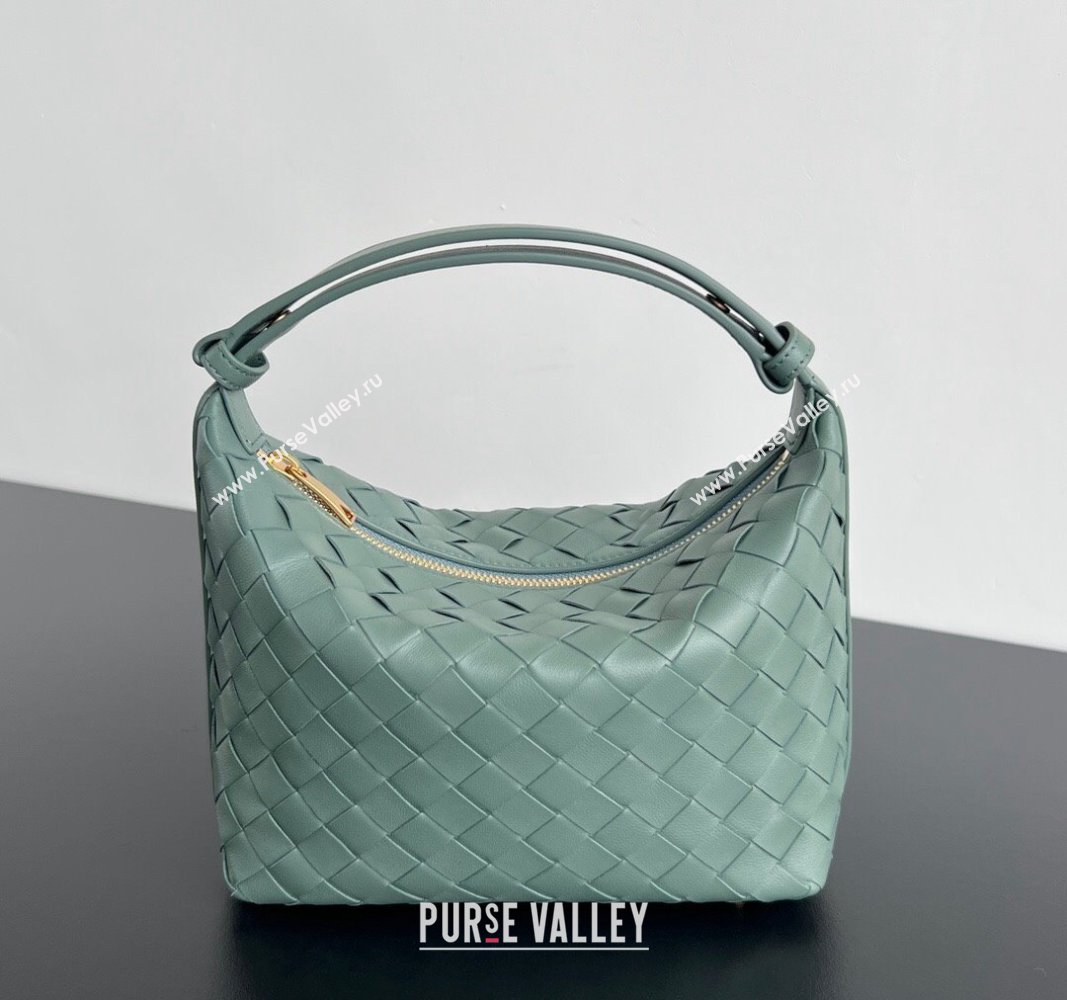 Bottega Veneta Mini Wallace Shoulder Bag in Intrecciato Soft Calfskin Leather 754443 New sauge Green 2024 (WT-240826016)