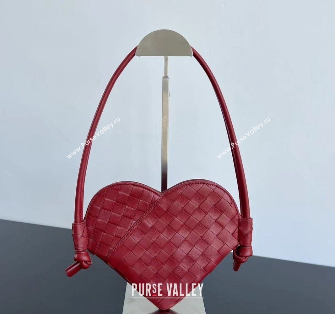 Bottega Veneta Mini Solstice Heart Bag in Intrecciato Leather 796380 Dark red 2024 (WT-240826018)