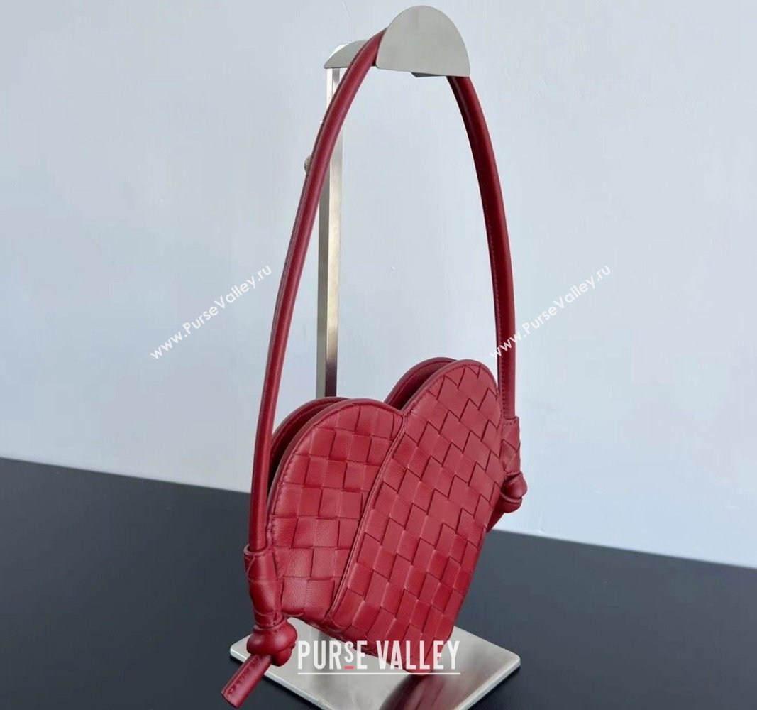 Bottega Veneta Mini Solstice Heart Bag in Intrecciato Leather 796380 Dark red 2024 (WT-240826018)