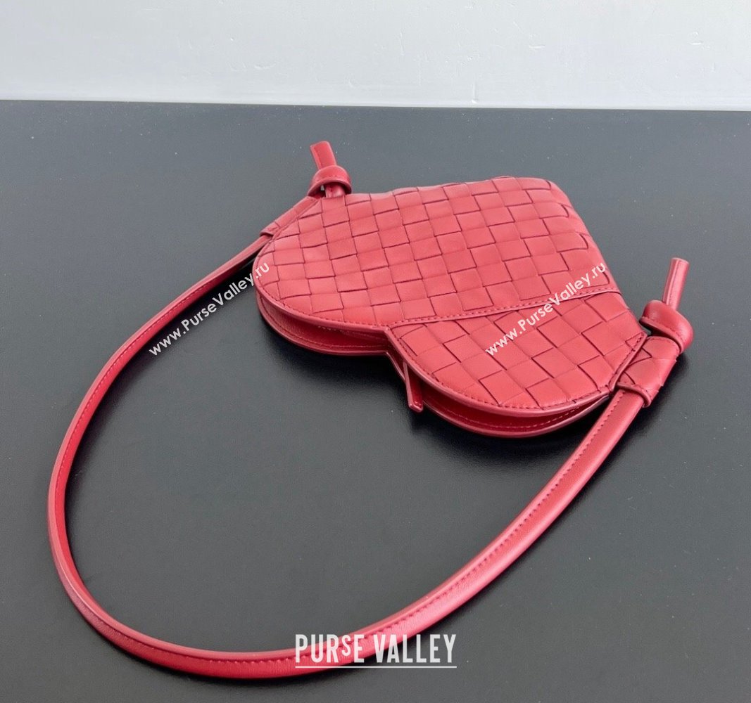 Bottega Veneta Mini Solstice Heart Bag in Intrecciato Leather 796380 Dark red 2024 (WT-240826018)