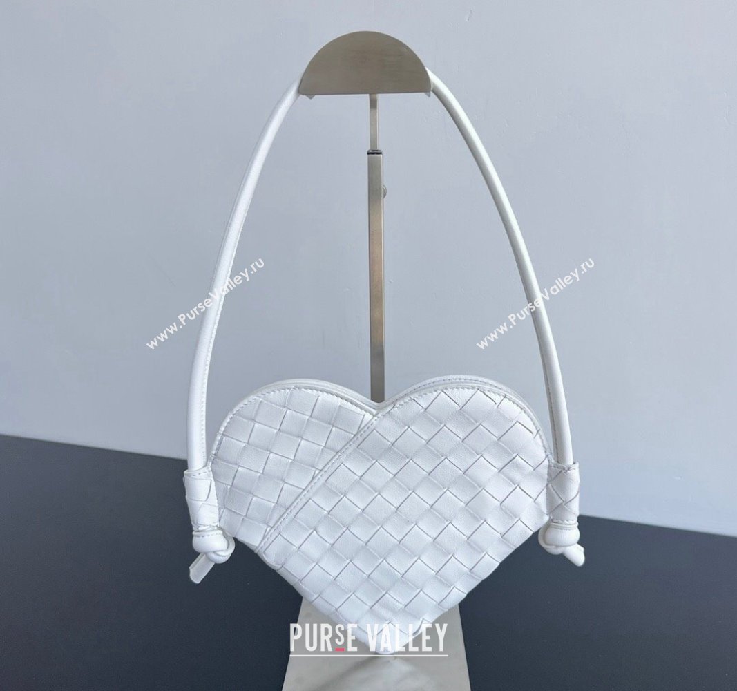 Bottega Veneta Mini Solstice Heart Bag in Intrecciato Leather 796380 White 2024 (WT-240826019)