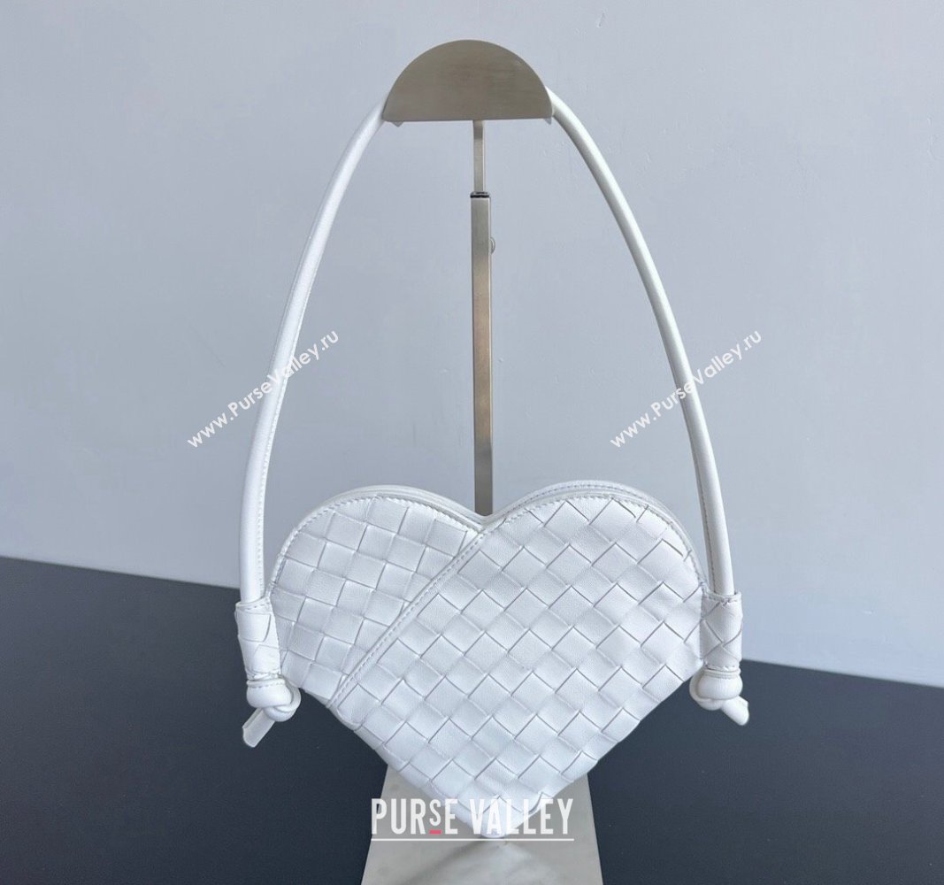 Bottega Veneta Mini Solstice Heart Bag in Intrecciato Leather 796380 White 2024 (WT-240826019)