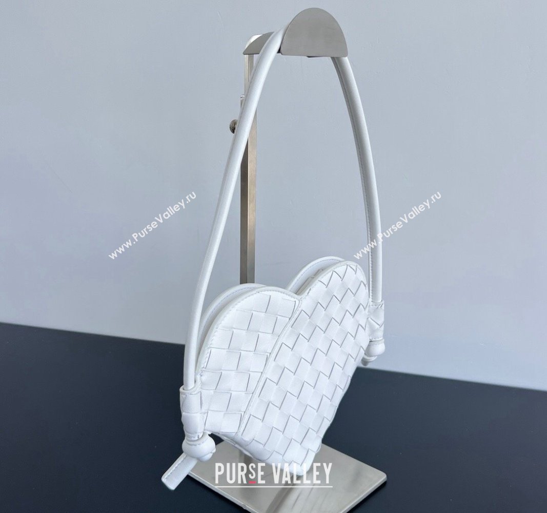 Bottega Veneta Mini Solstice Heart Bag in Intrecciato Leather 796380 White 2024 (WT-240826019)