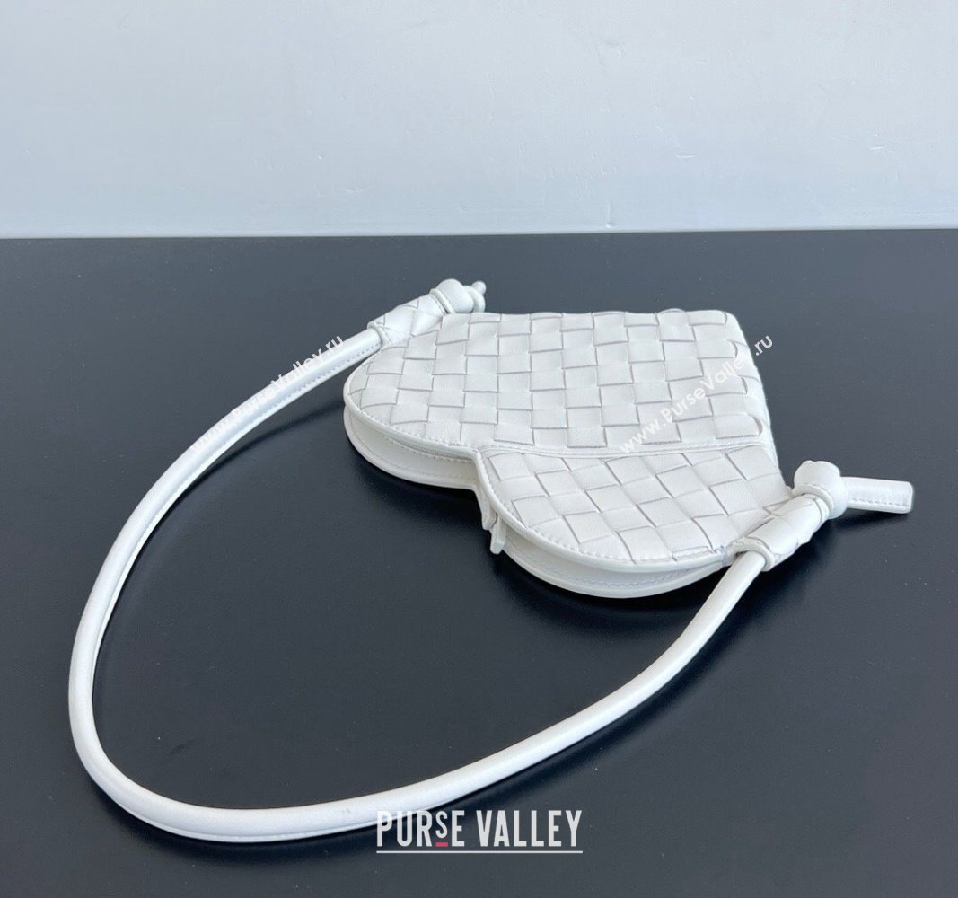 Bottega Veneta Mini Solstice Heart Bag in Intrecciato Leather 796380 White 2024 (WT-240826019)