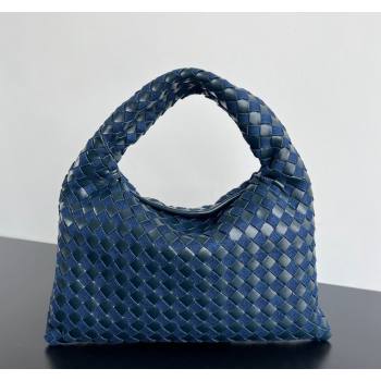 Bottega Veneta Small Hop Hobo Bag in Intrecciato Leather and Denim Abyss/Indigo Blue 2024 789028 (WT-240826006)