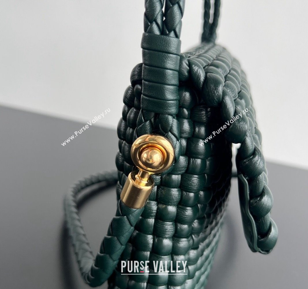 Bottega Veneta Swing Top Handle Bag in Intrecciato Leather Inkwell Green 2024 764073 (WT-240826008)