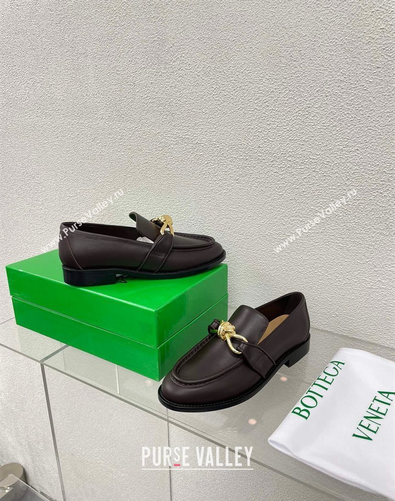 Bottega Veneta Astaire Loafers in Calfskin with Metal-Tone Knot Brown 2024 (SS-240903041)