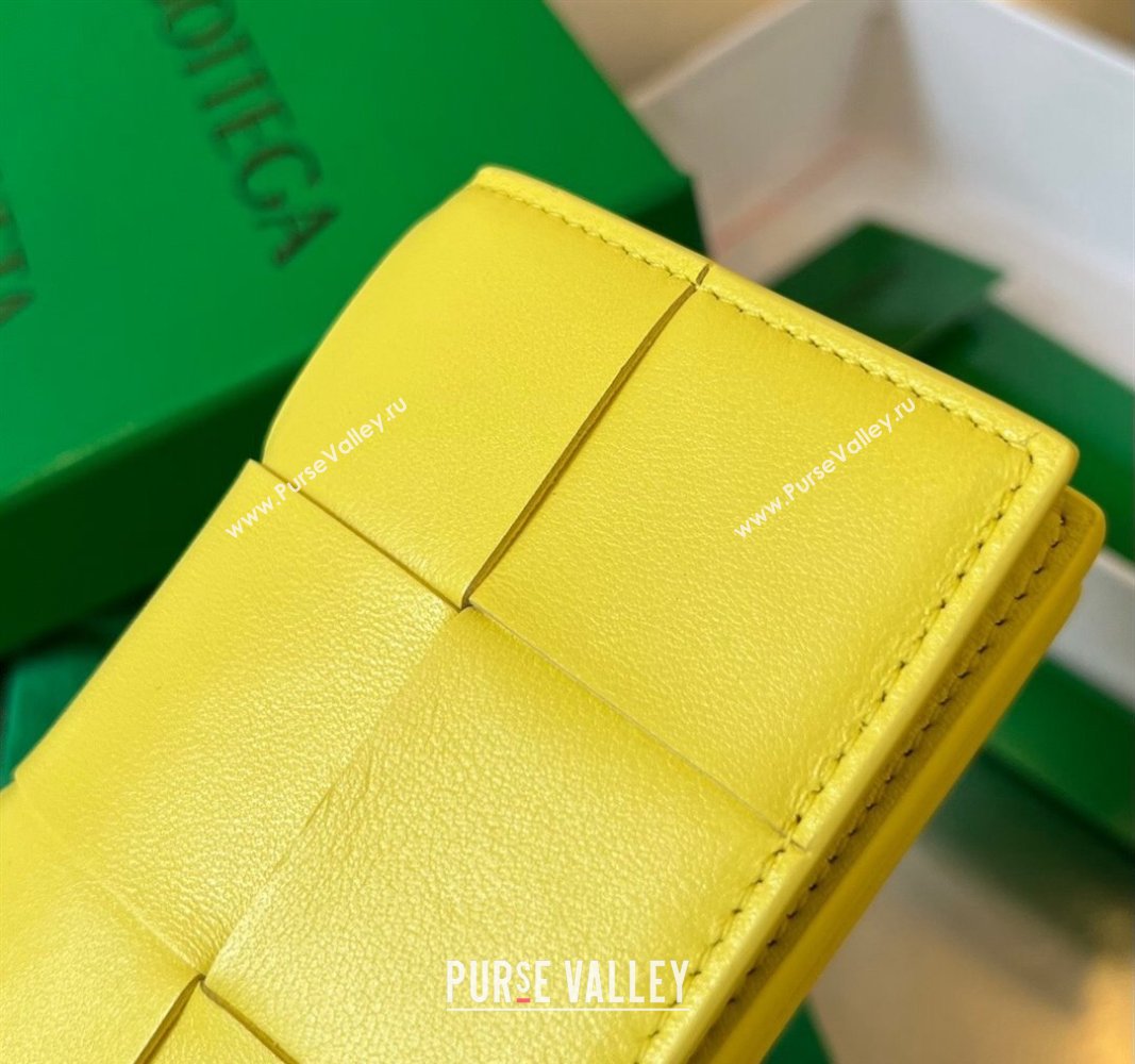 Bottega Veneta Cassette Business Card Case Wallet in Intrecciato Lambskin Jelly Yellow 2024 651396 (WT-240919019)