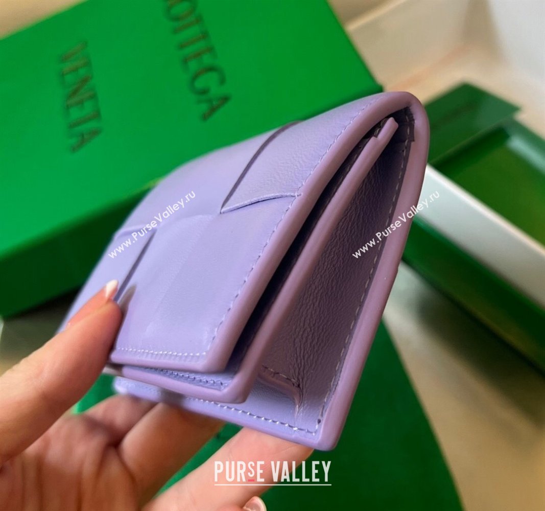 Bottega Veneta Cassette Business Card Case Wallet in Intrecciato Lambskin Wistaria Purple 2024 651396 (WT-240919023)