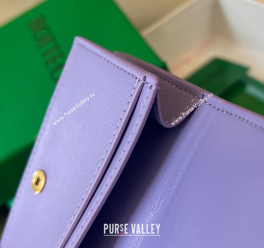 Bottega Veneta Cassette Business Card Case Wallet in Intrecciato Lambskin Wistaria Purple 2024 651396 (WT-240919023)