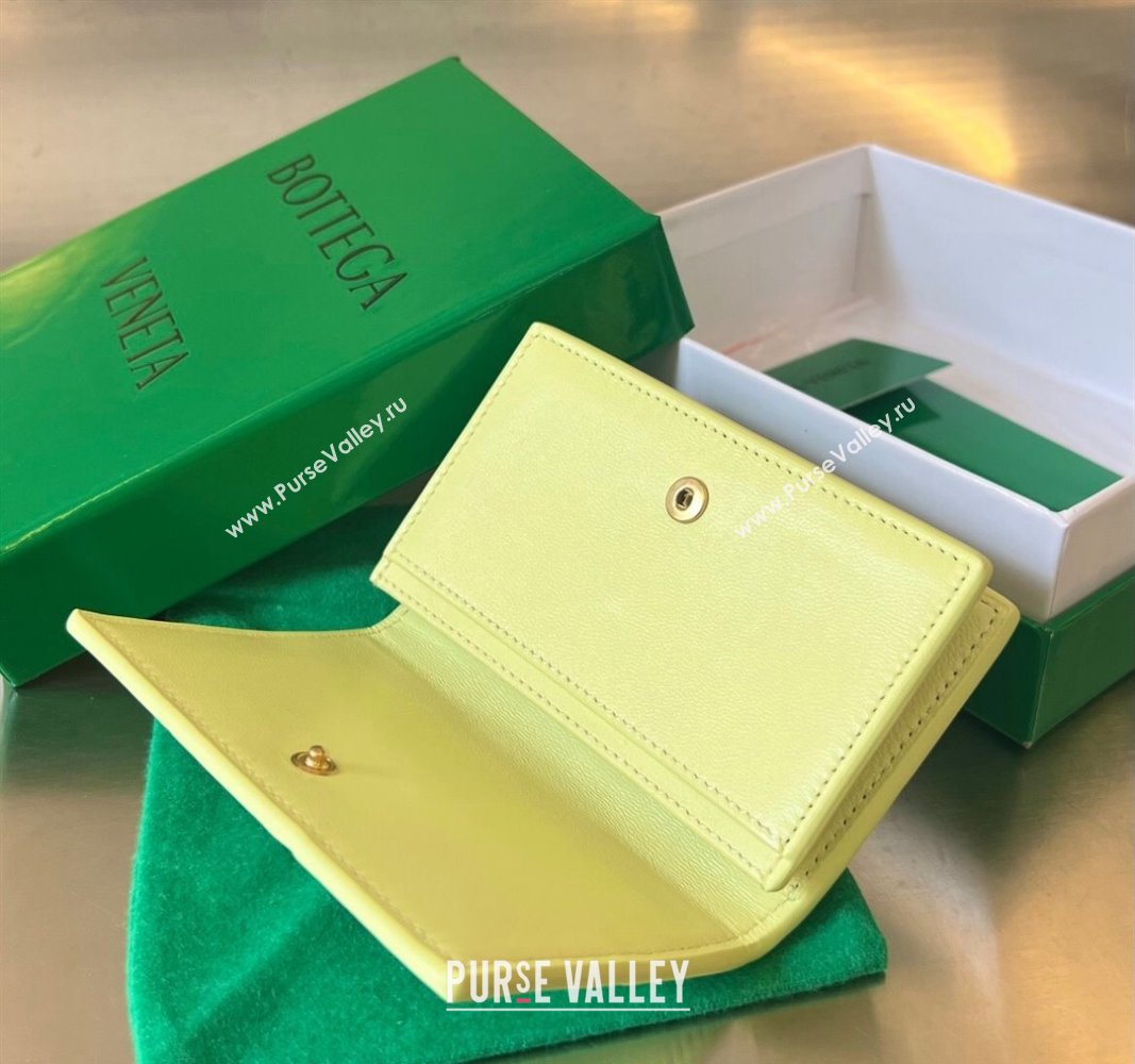 Bottega Veneta Cassette Business Card Case Wallet in Intrecciato Lambskin Lemon Yellow 2024 651396 (WT-240919025)