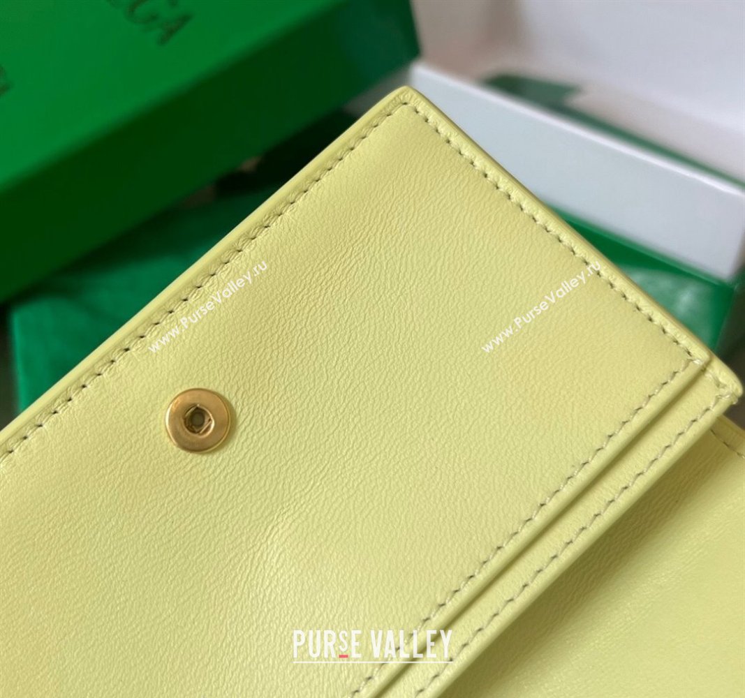 Bottega Veneta Cassette Business Card Case Wallet in Intrecciato Lambskin Lemon Yellow 2024 651396 (WT-240919025)