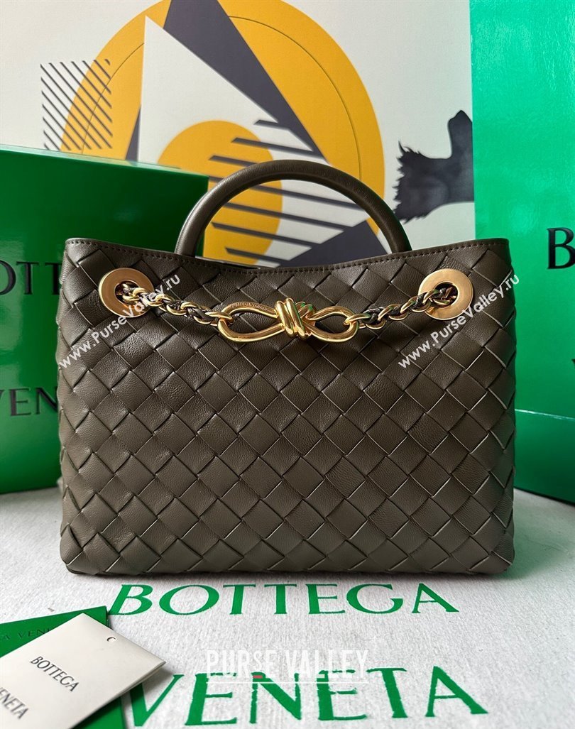 Bottega Veneta Small Andiamo Top Handle Bag With Chain 786008 Mustard Green 2024 (WT-240919029)