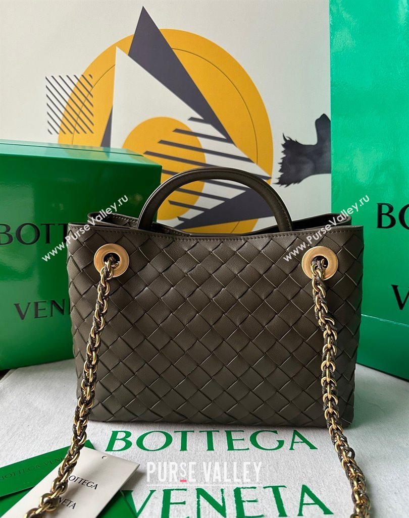 Bottega Veneta Small Andiamo Top Handle Bag With Chain 786008 Mustard Green 2024 (WT-240919029)