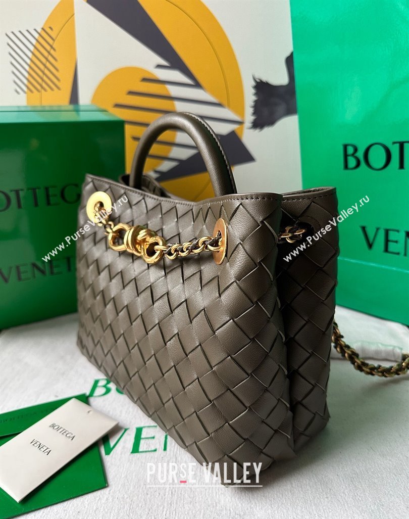 Bottega Veneta Small Andiamo Top Handle Bag With Chain 786008 Mustard Green 2024 (WT-240919029)