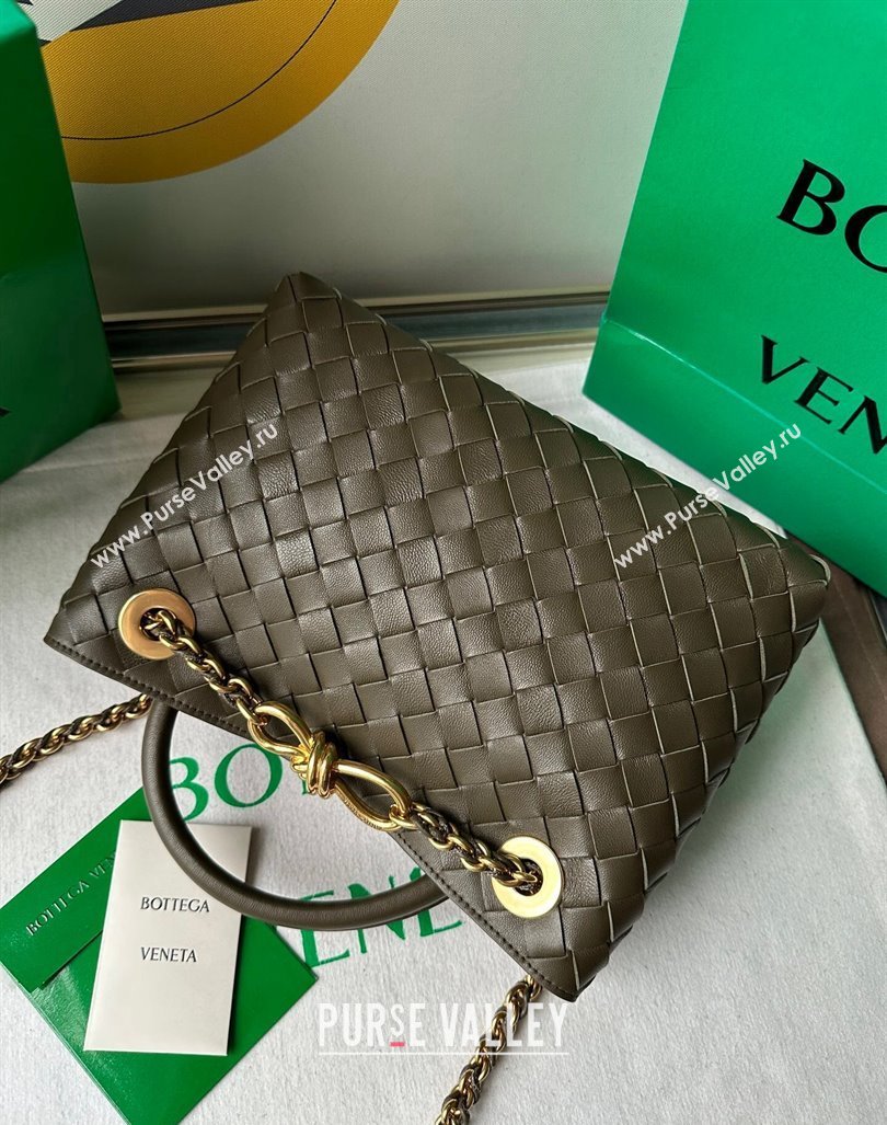 Bottega Veneta Small Andiamo Top Handle Bag With Chain 786008 Mustard Green 2024 (WT-240919029)