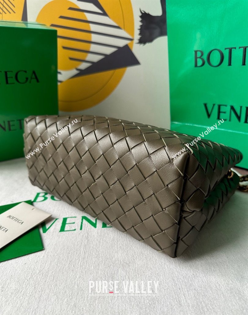 Bottega Veneta Small Andiamo Top Handle Bag With Chain 786008 Mustard Green 2024 (WT-240919029)