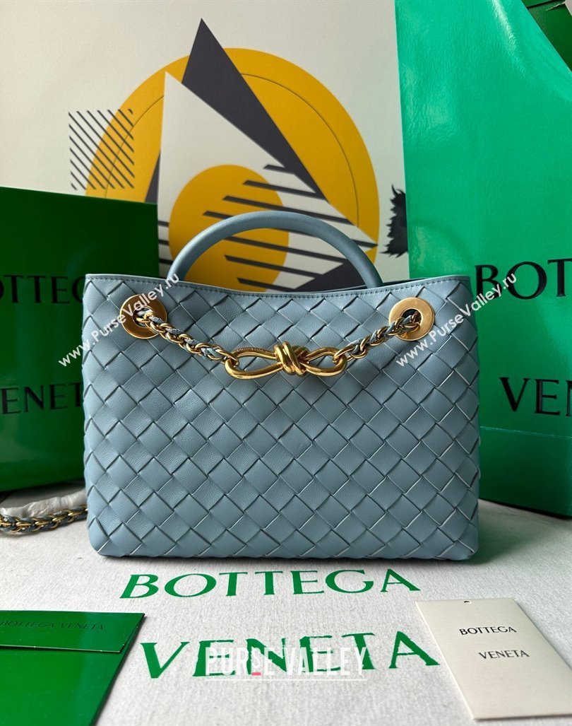 Bottega Veneta Small Andiamo Top Handle Bag With Chain Ice Blue 2024 786008 (WT-240919030)