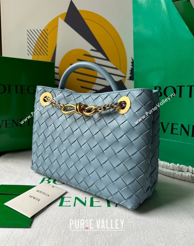 Bottega Veneta Small Andiamo Top Handle Bag With Chain Ice Blue 2024 786008 (WT-240919030)