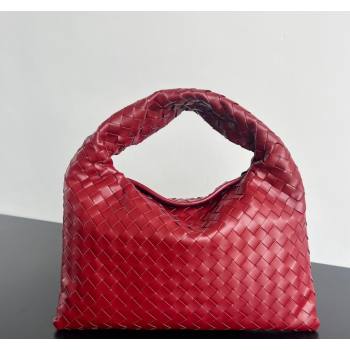 Bottega Veneta Small Hop Hobo Bag Intrecciato Calf Leather Red 2024 763966 (WT-240919034)