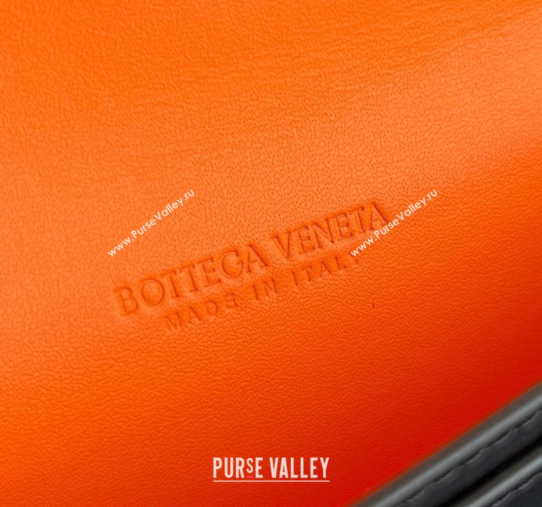 Bottega Veneta Cassette Business Card Case Wallet in Intrecciato Calfskin Black/Orange 2024 679849 (WT-240919002)