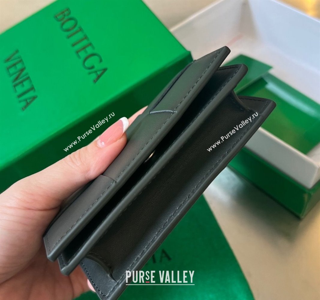 Bottega Veneta Cassette Business Card Case Wallet in Intrecciato Calfskin Dark Moss Green 2024 679849 (WT-240919004)