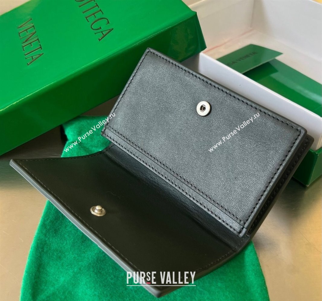 Bottega Veneta Cassette Business Card Case Wallet in Intrecciato Calfskin Dark Moss Green 2024 679849 (WT-240919004)