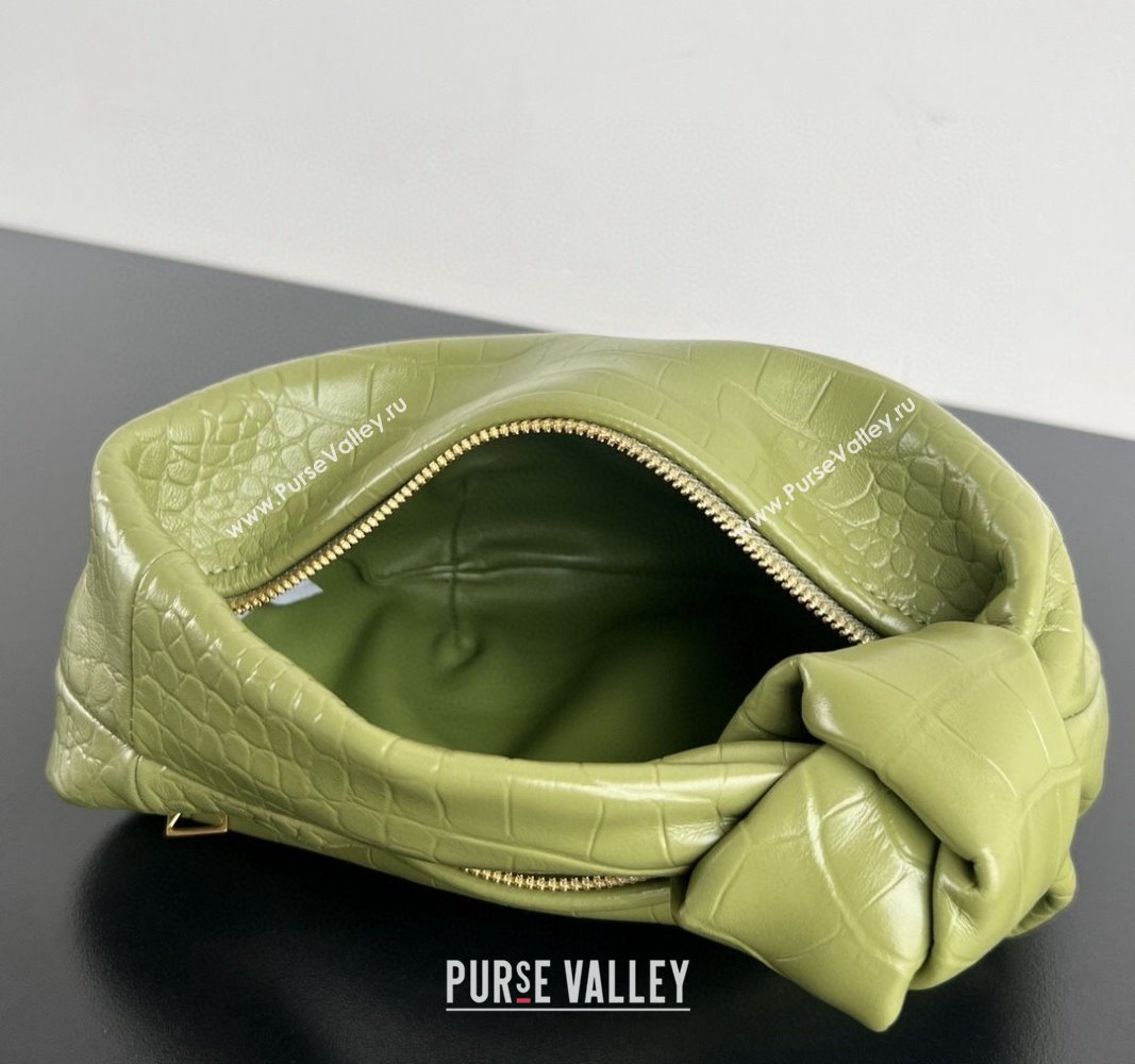 Bottega Veneta Mini Jodie Hobo in Crocodile Embossed Leather Green2 2024 717709 (WT-240919036)