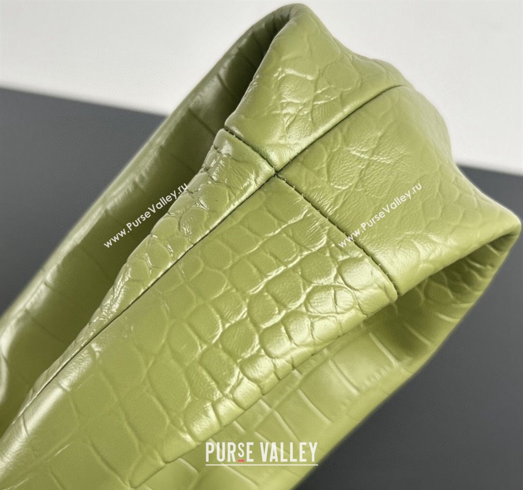 Bottega Veneta Mini Jodie Hobo in Crocodile Embossed Leather Green2 2024 717709 (WT-240919036)