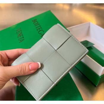 Bottega Veneta Cassette Business Card Case Wallet in Intrecciato Calfskin Sage Green 2024 679849 (WT-240919005)