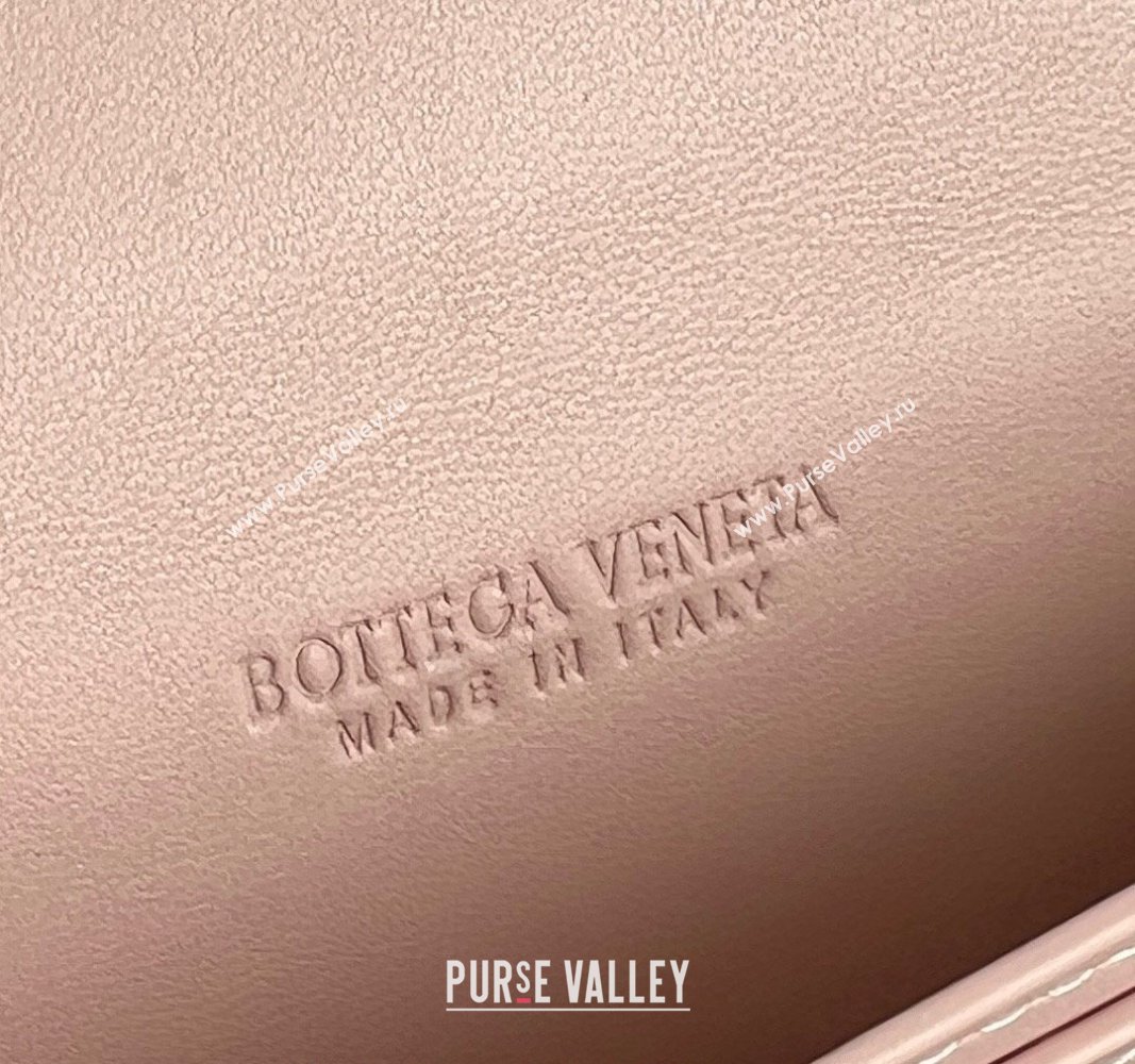 Bottega Veneta Cassette Business Card Case Wallet in Intrecciato Lambskin Lotus Pink 2024 651396 (WT-240919007)