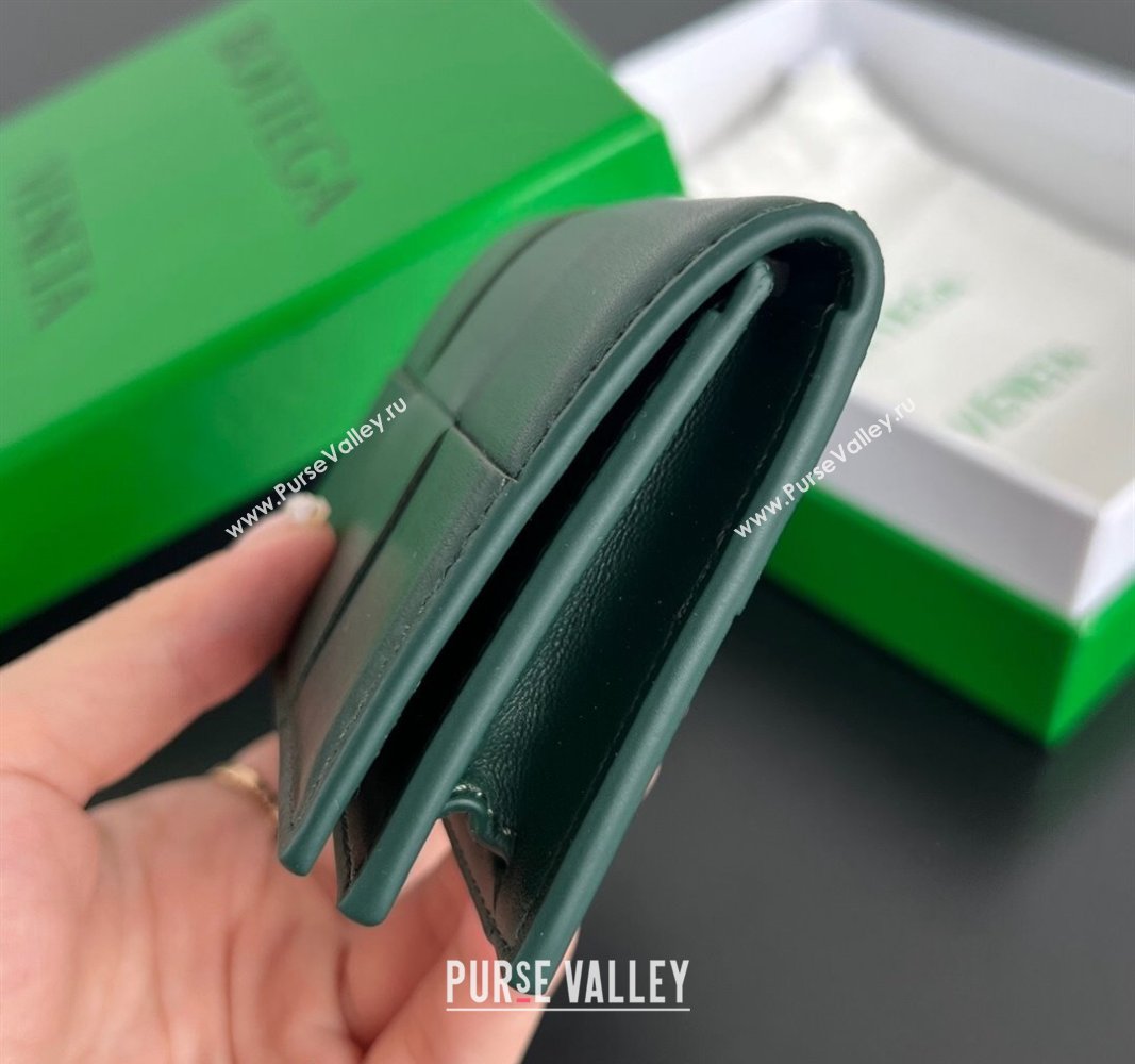 Bottega Veneta Cassette Business Card Case Wallet in Intrecciato Lambskin Emerald Green 2024 651396 (WT-240919012)