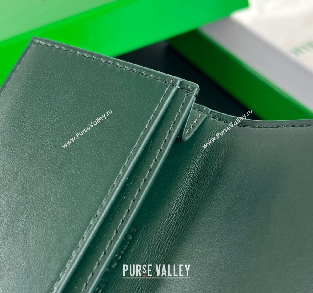 Bottega Veneta Cassette Business Card Case Wallet in Intrecciato Lambskin Emerald Green 2024 651396 (WT-240919012)