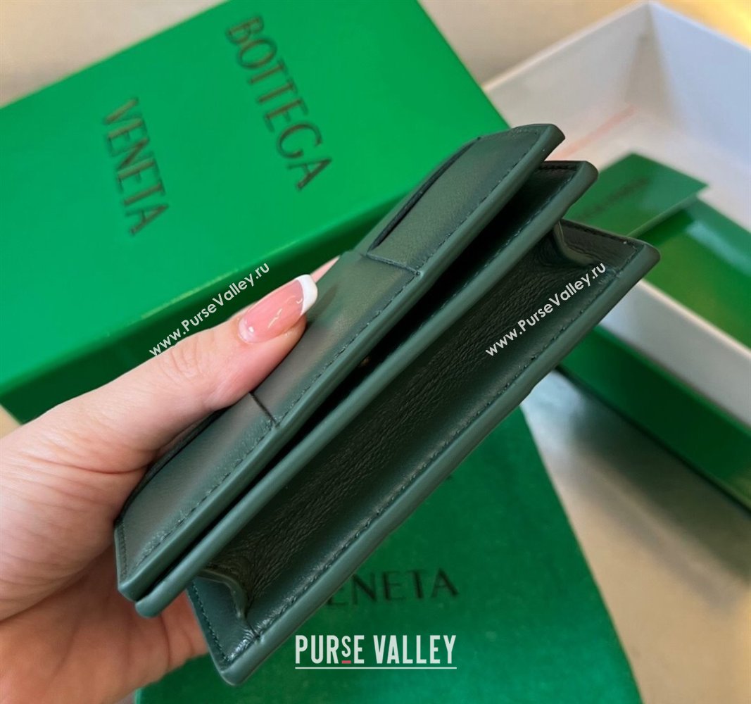 Bottega Veneta Cassette Business Card Case Wallet in Intrecciato Lambskin Raintree Green 2024 651396 (WT-240919014)